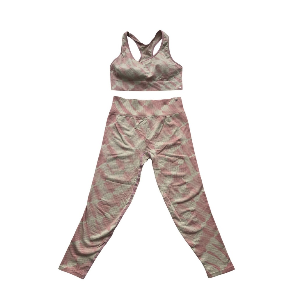 PINK Active Victoria's Secret Tie Dye Seamless Leggings Sports Bra Set Pink‎ L